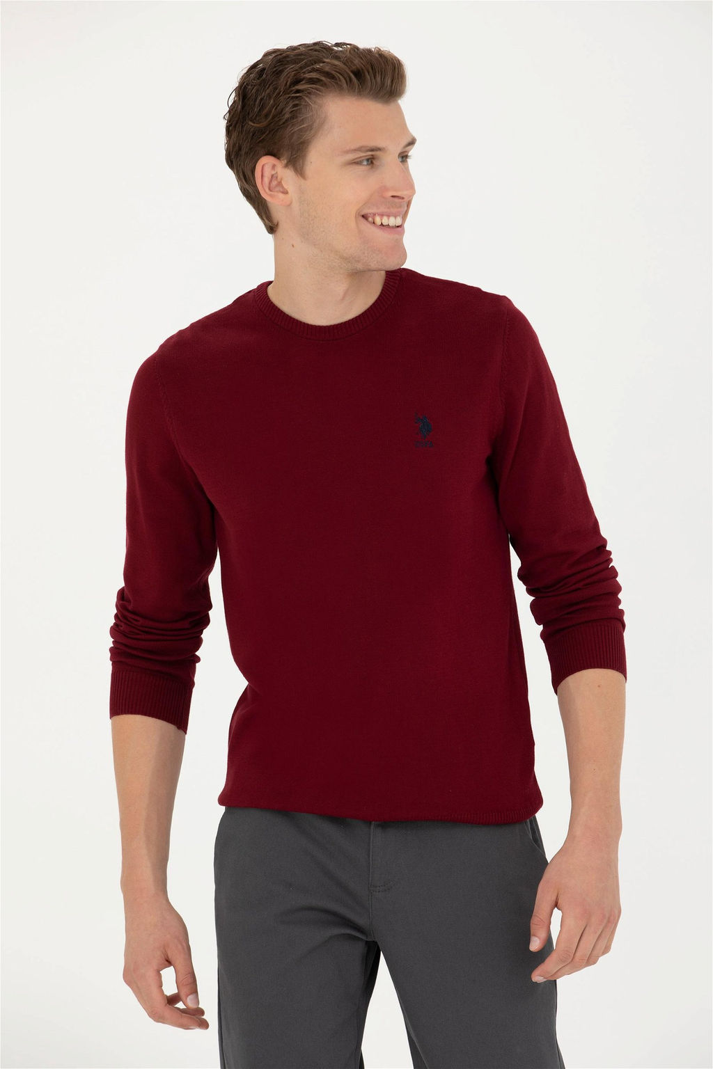 Мужской бордово-красный базовый свитер Неожиданная скидка в корзине - U.s. polo assn фото 3