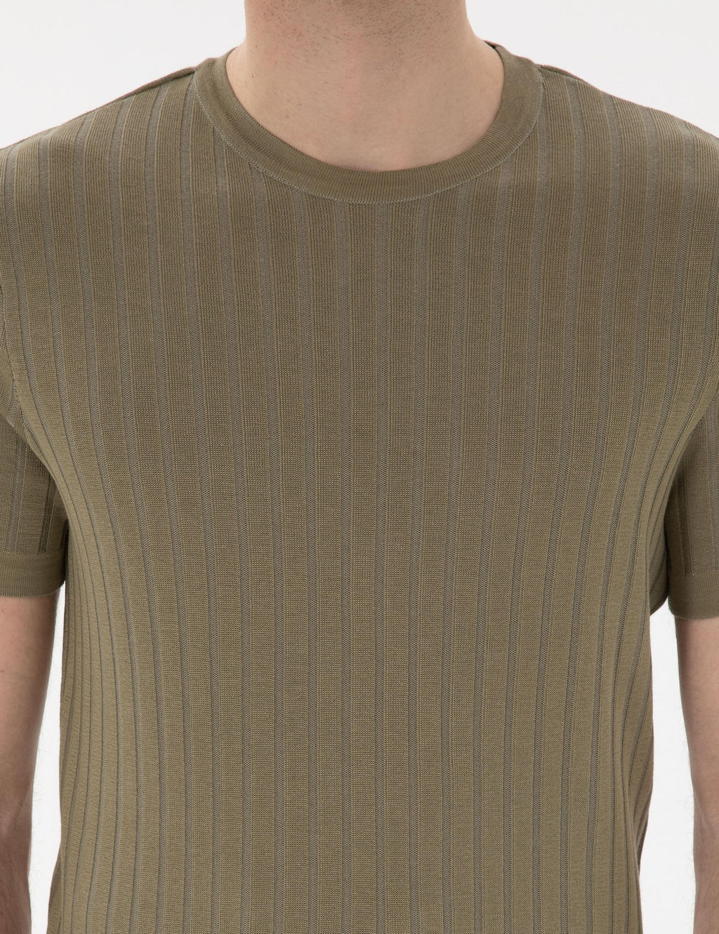 Haki Slim Fit Bisiklet Yaka Triko Ti__rt - Pierre cardin фото 6
