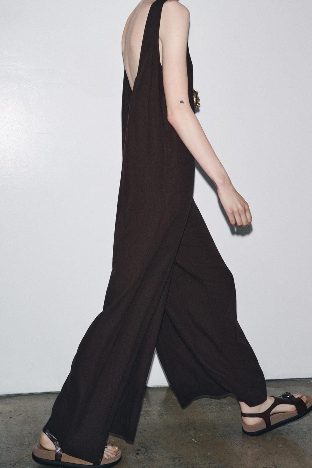 ZW COLLECTION LINEN BLEND LONG JUMPSUIT - Zara фото 3