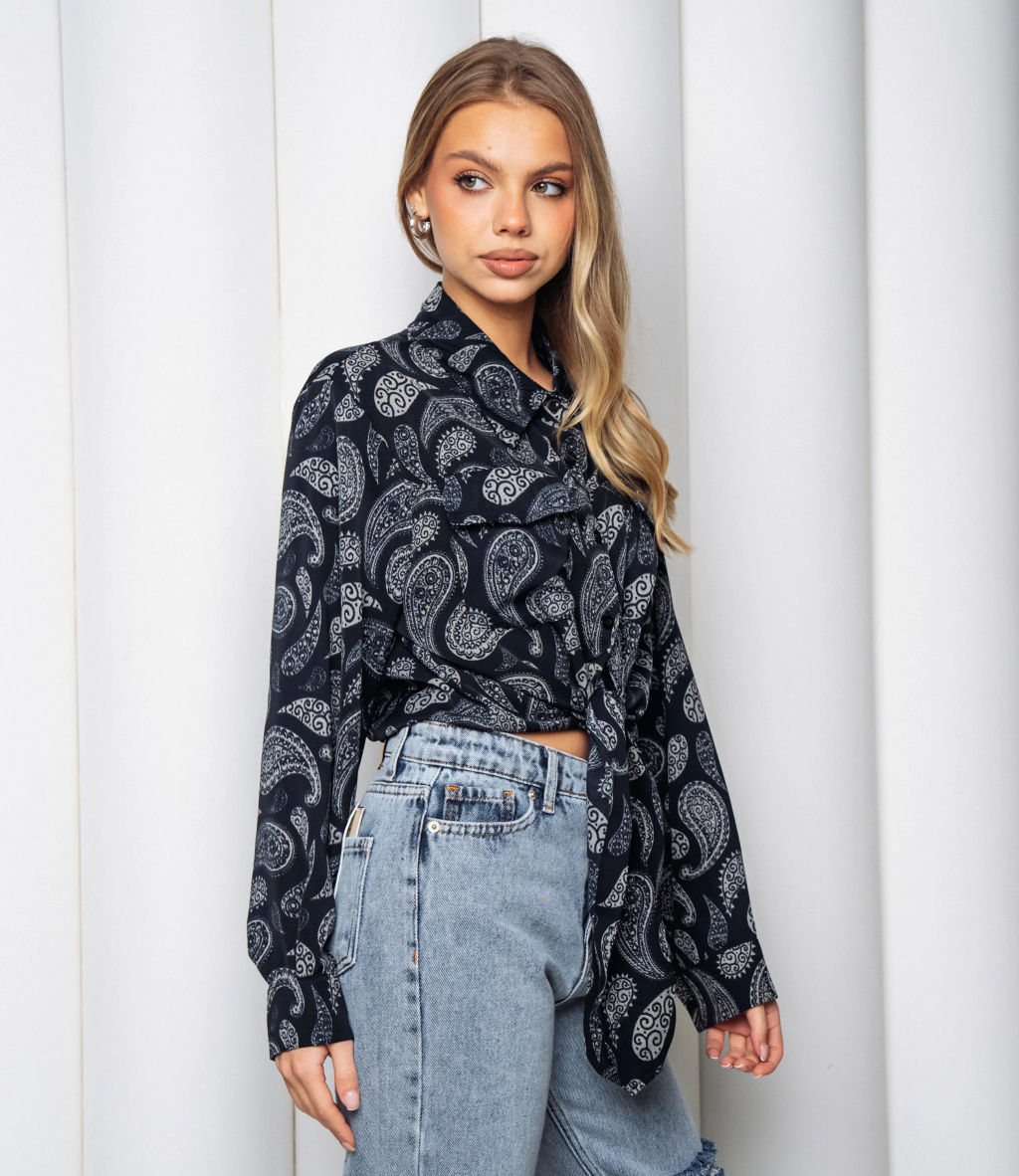 Блуза #КТ2580 (1)-1, тёмно-синий - Dommod фото 2