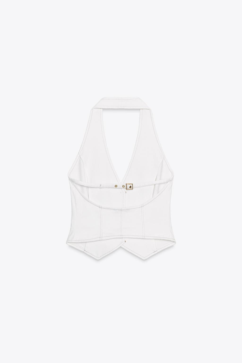 Z1975 DENIM CROP HALTER TOP - Zara фото 5