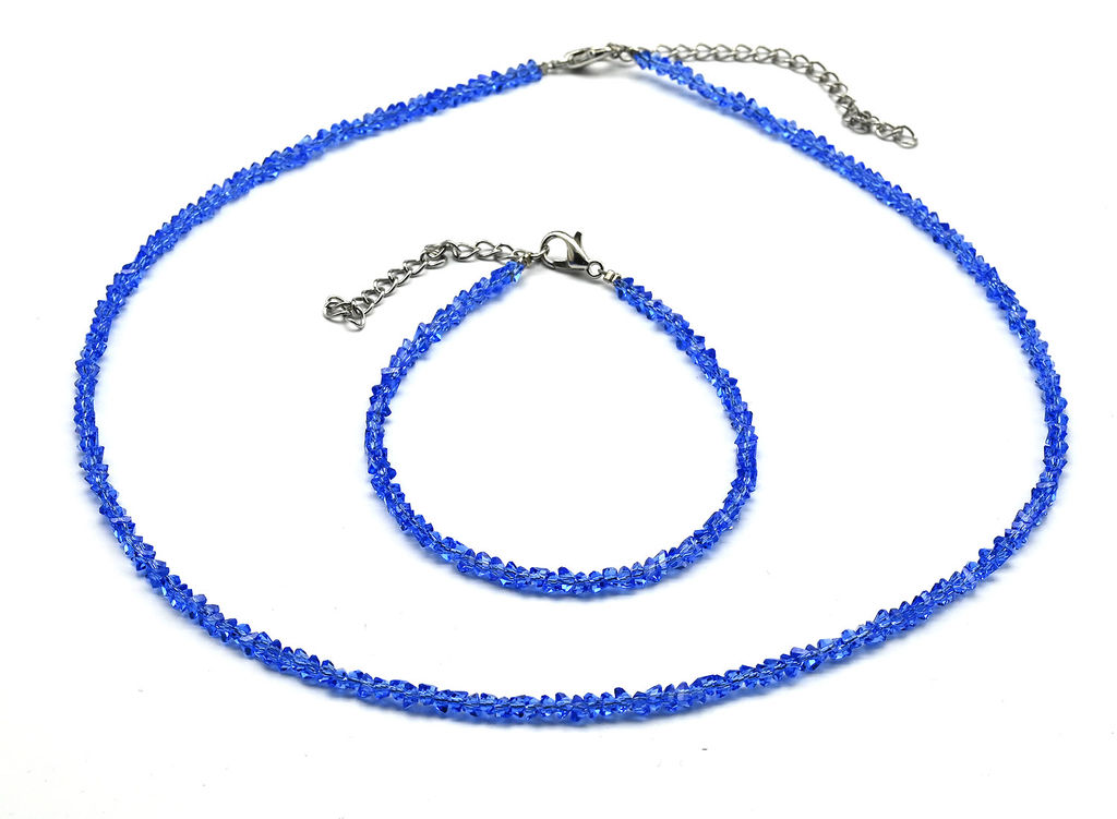 Чокер на шею и браслет из циркона огранка 3мм цв.бордовый, 39см, 17см - Радуга камня фото 10