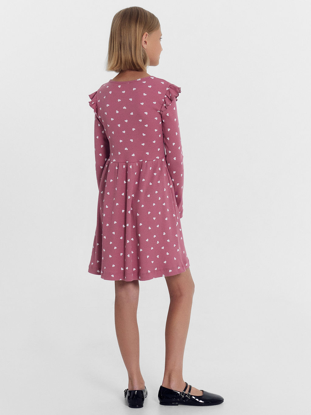 Платье для девочек в розовом оттенке с белыми сердечками - Mark formelle фото 4