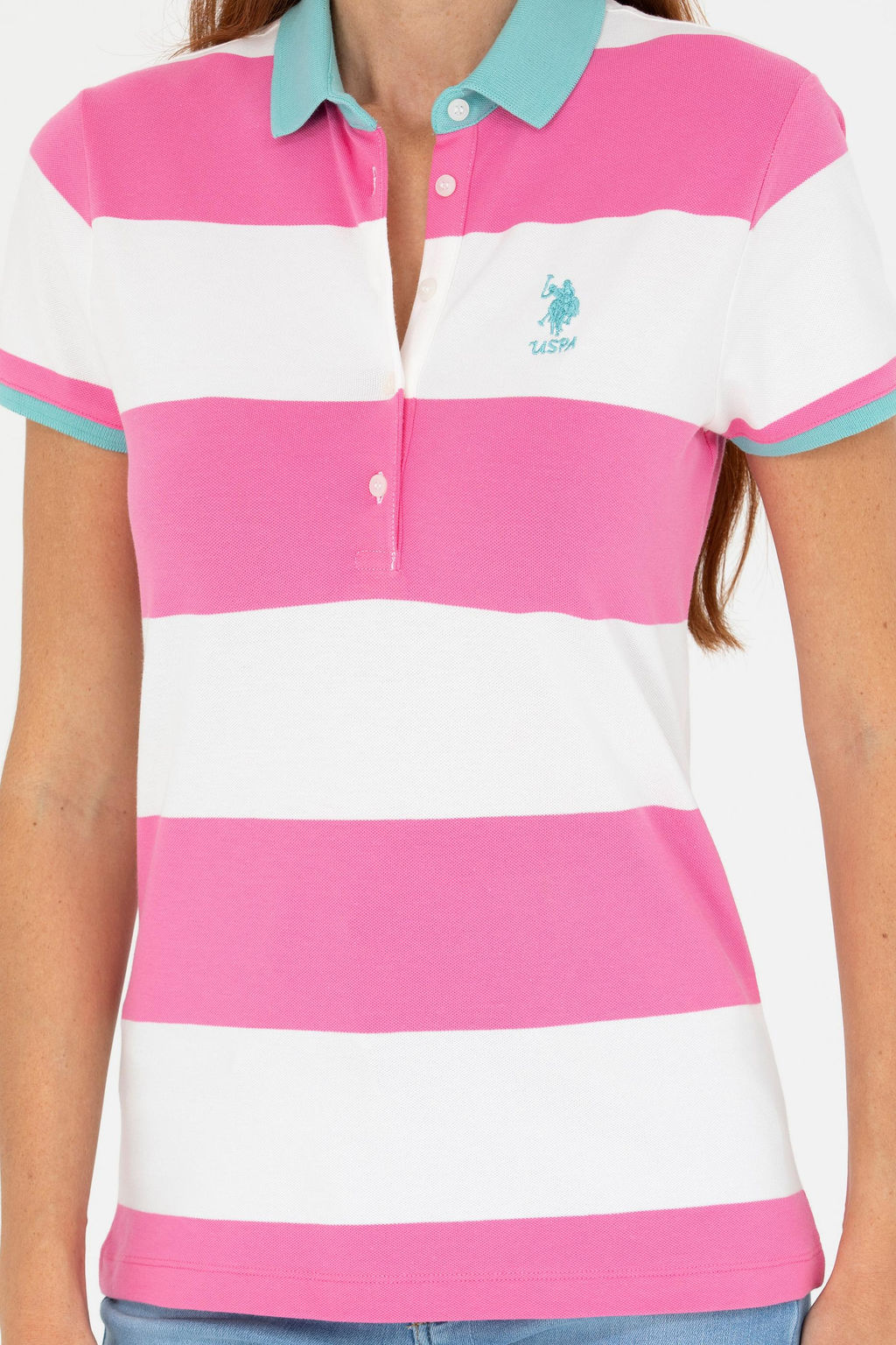 U. S. Polo Assn Женская розовая футболка с воротником-поло - U.s. polo assn фото 13