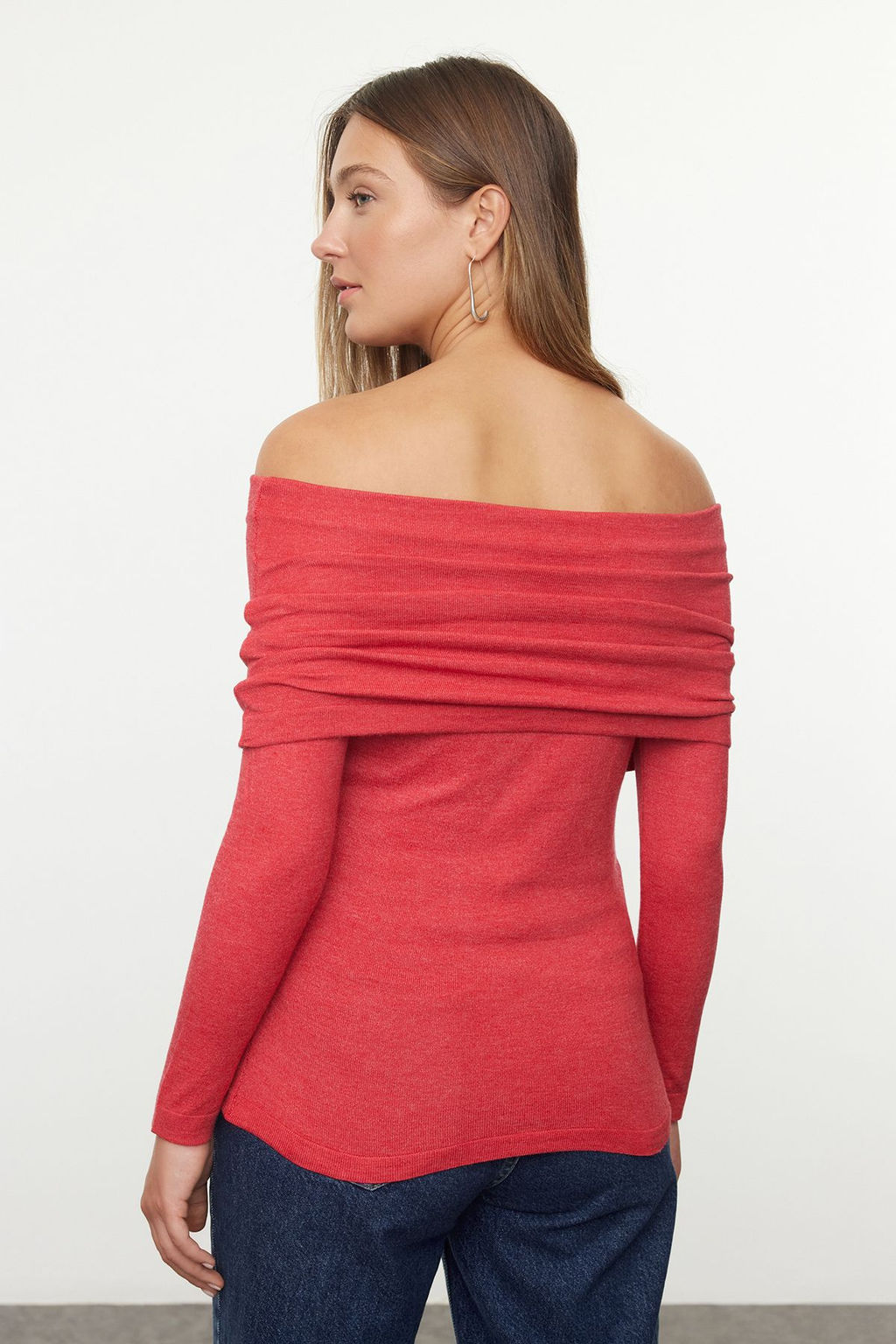 Ekru Premium Iplik/Ozel Iplik Carmen Yaka Triko Kazak TWOAW25KZ00157 - Trendyolmilla фото 10