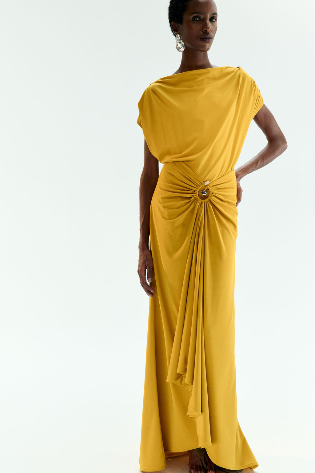 Vestido drapeado con escote barco - H&m фото 2