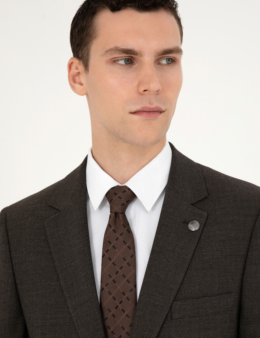 Kahverengi Slim Fit Tak_m Elbise