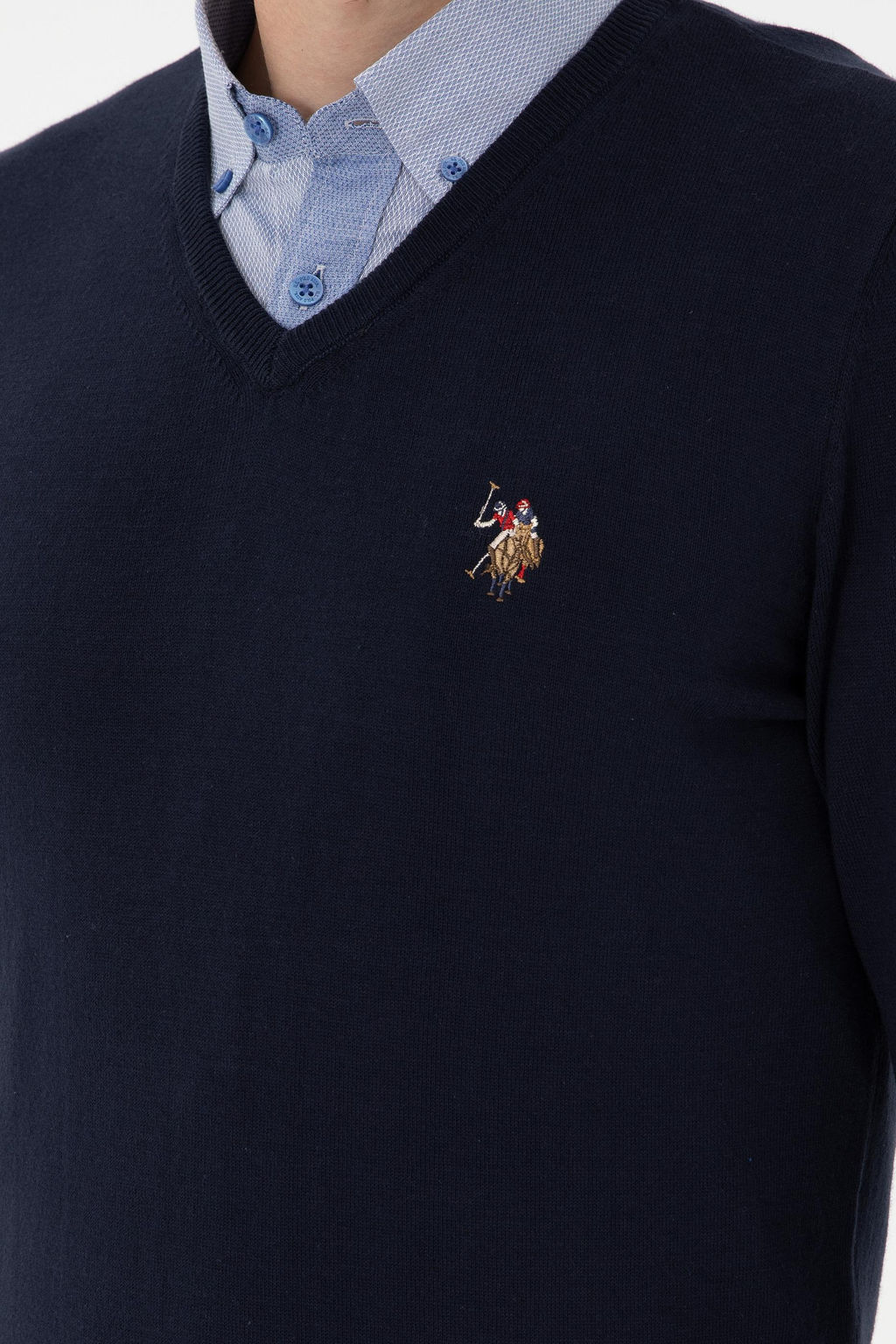 Мужской темно-синий базовый свитер - U.s. polo assn фото 7