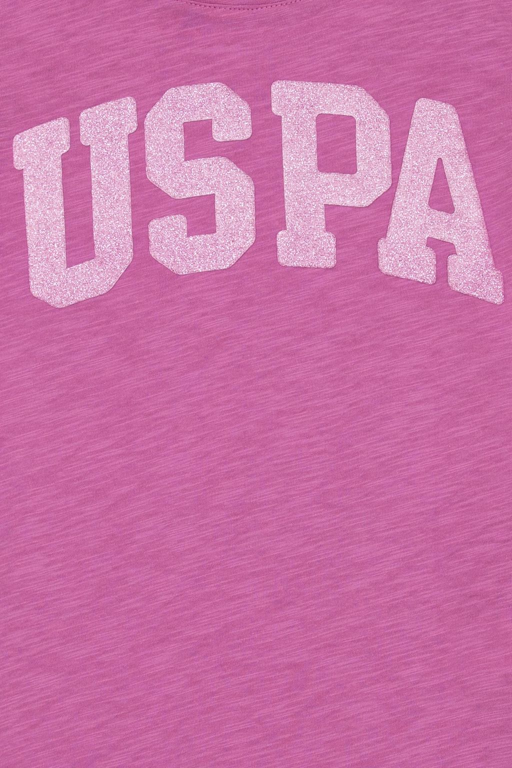 U. S. Polo Assn Фиолетовая базовая футболка с круглым вырезом для девочек - U.s. polo assn фото 3