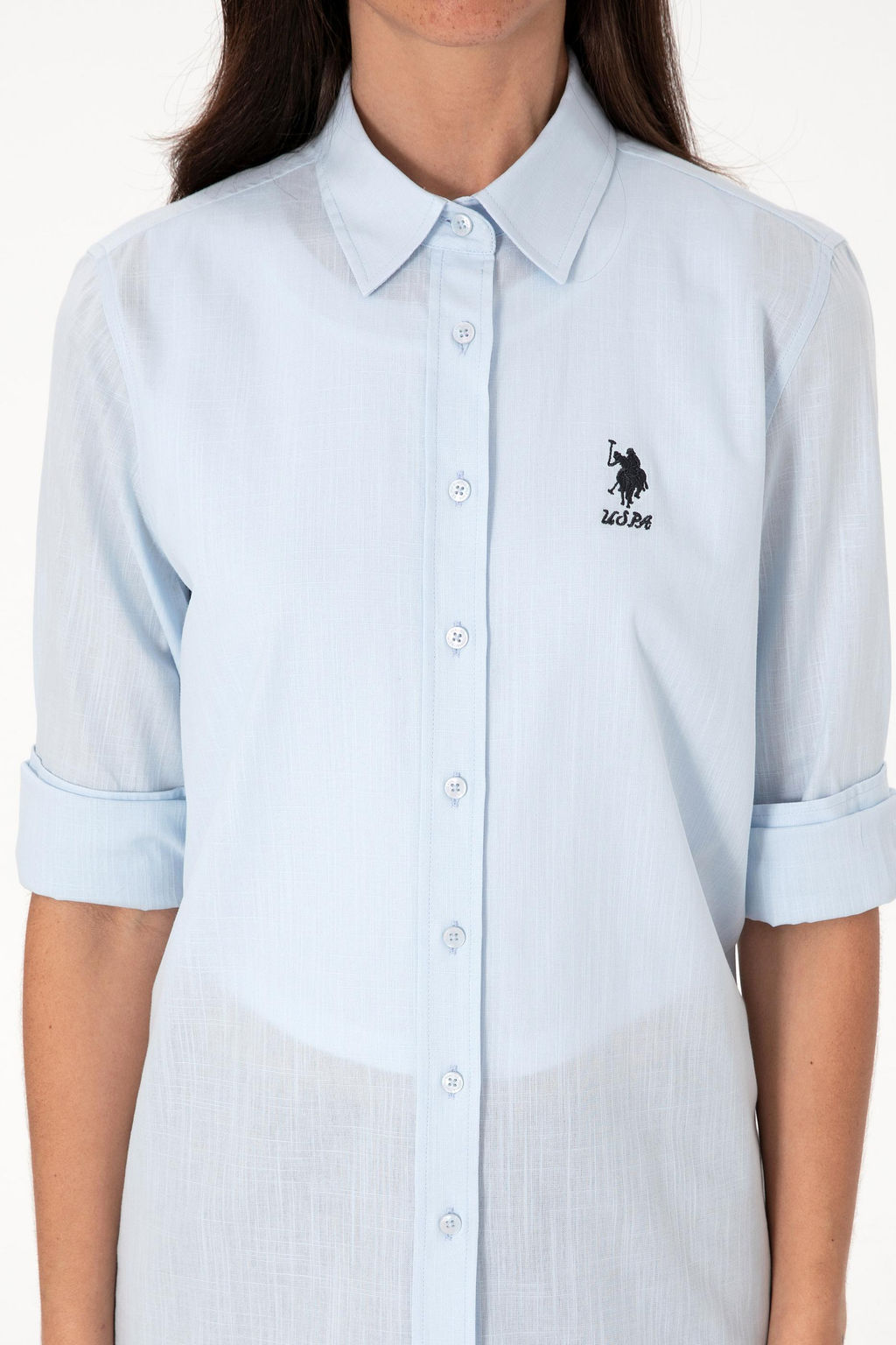 Kad_n A__k Mavi Uzun Kollu Basic G_mlek Sepette S_rpriz _ndirim - U.s. polo assn фото 6