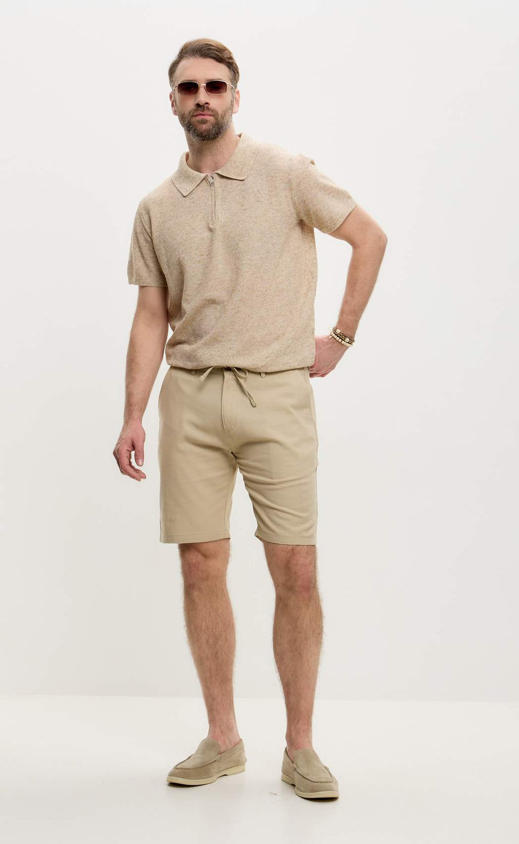 Шорты лен F511-0960-1 d.beige