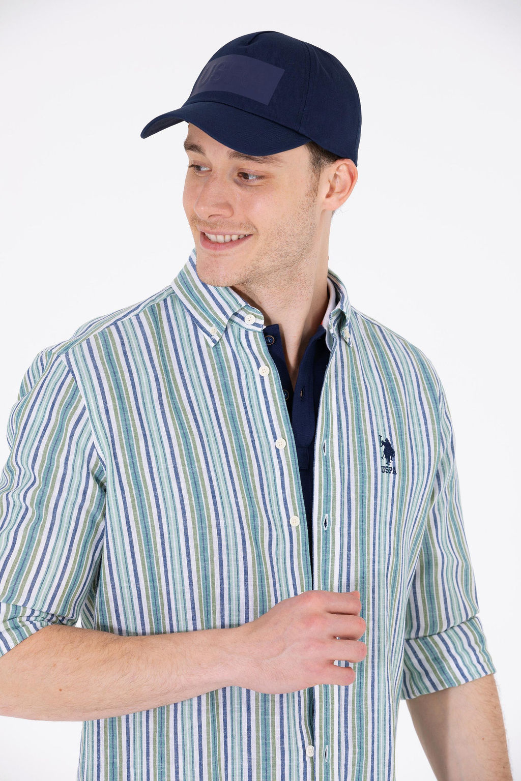 U. S. Polo Assn / Мужская зеленая рубашка с длинным рукавом - U.s. polo assn фото 3