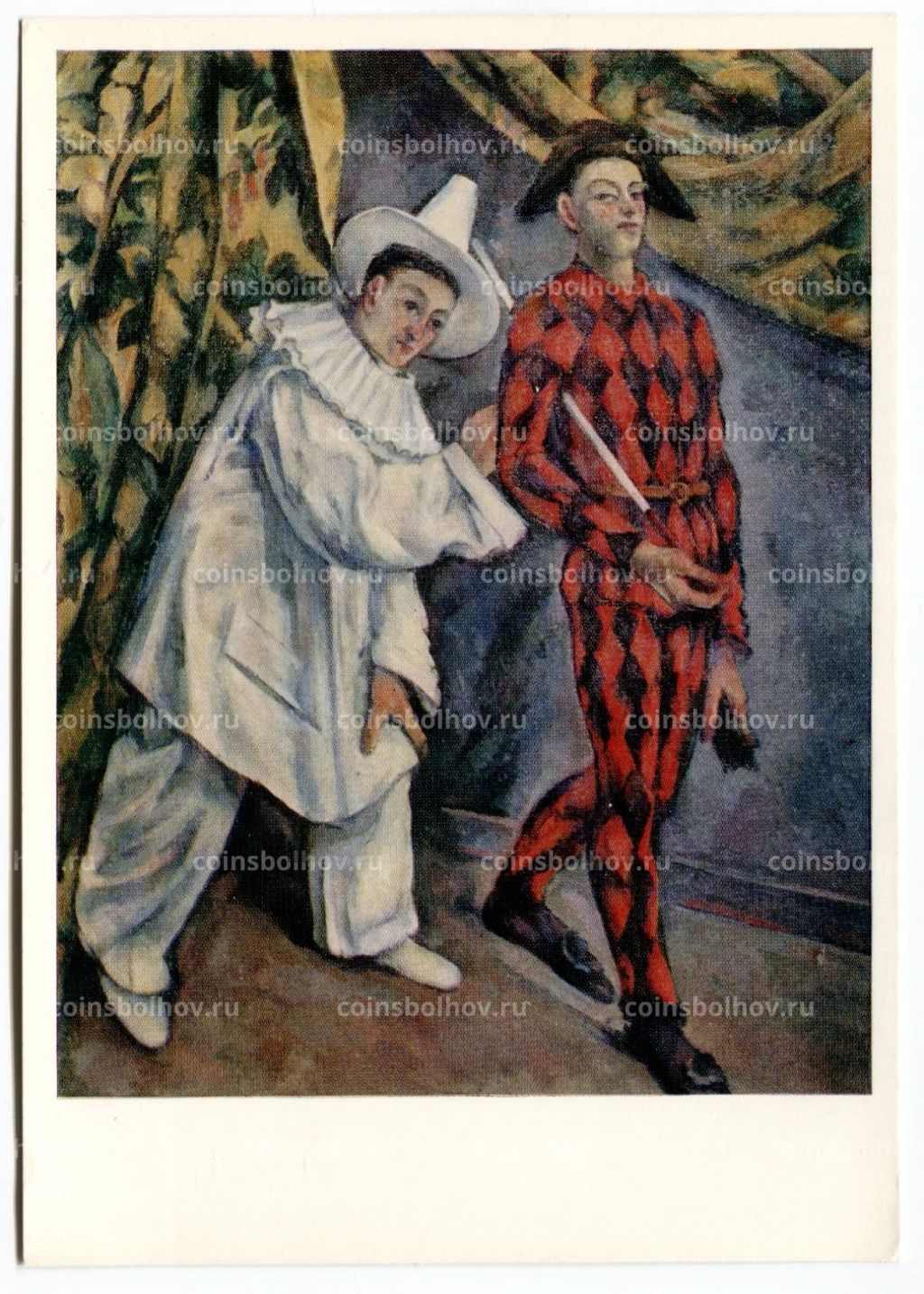 Открытка живопись Поль Сазан Пьеро и Арлекин