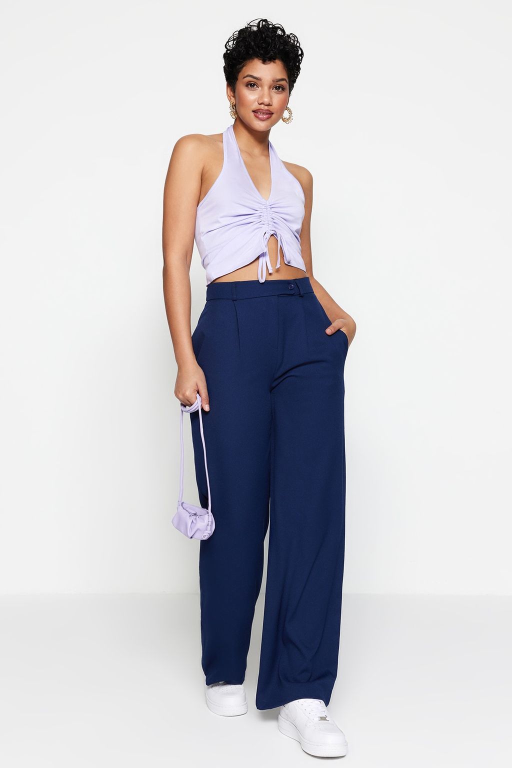 Mavi Wide Leg/Genis Paca Dokuma Kumas Pantolon TWOAW22PL0263 Palazzo