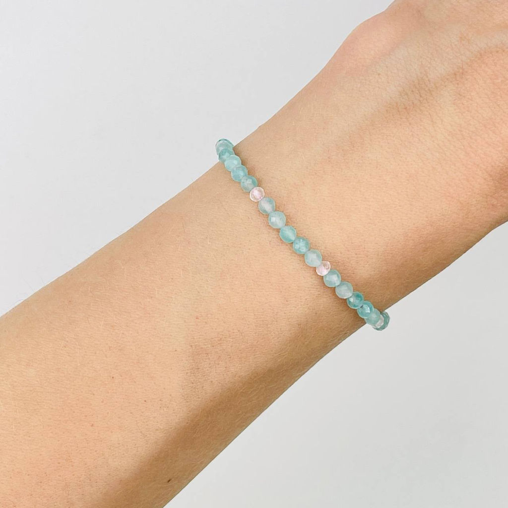 Браслет из Амазонита и Розового кварца 17 см +