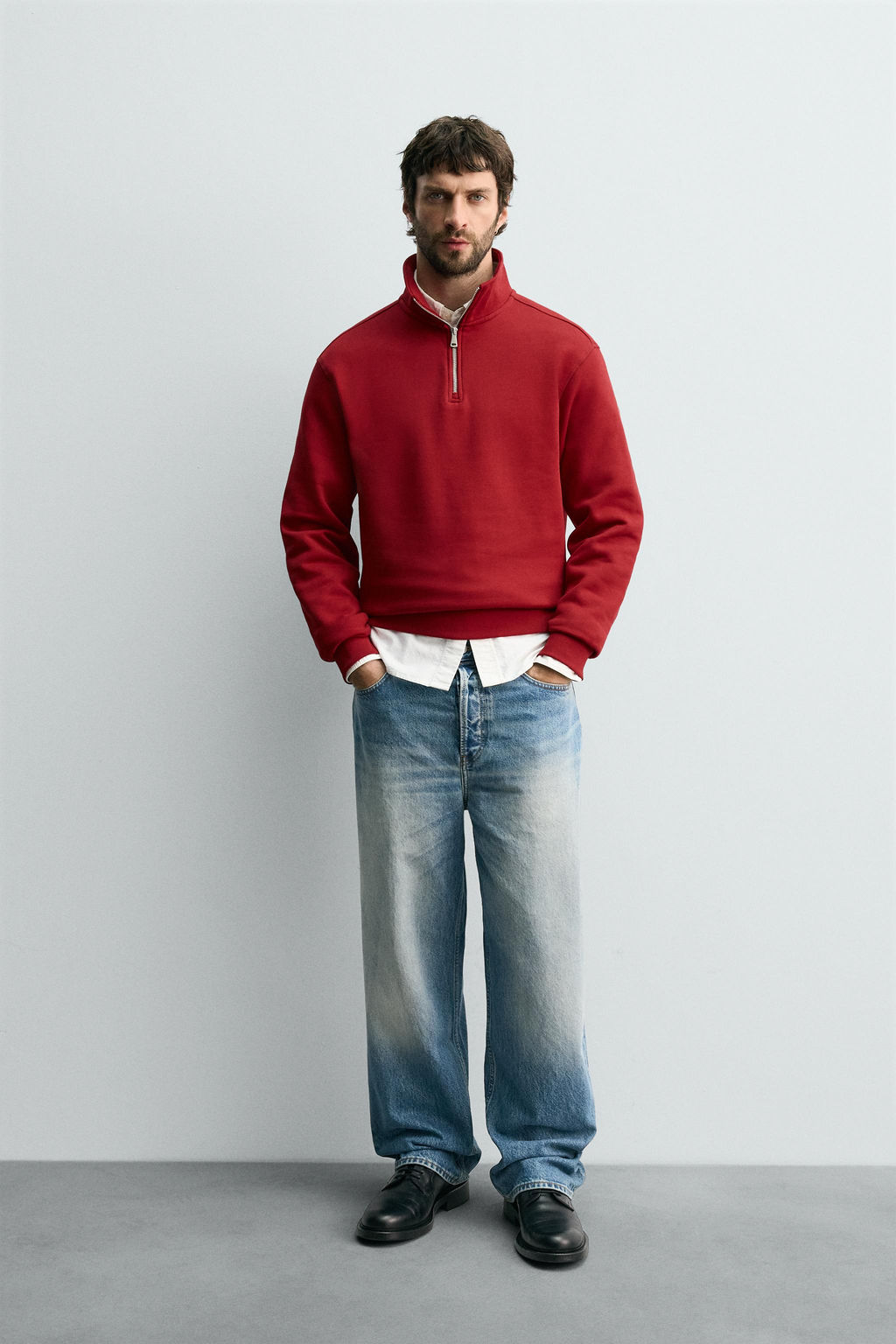 BASIC QUARTER-ZIP SWEATSHIRT - Zara фото 9