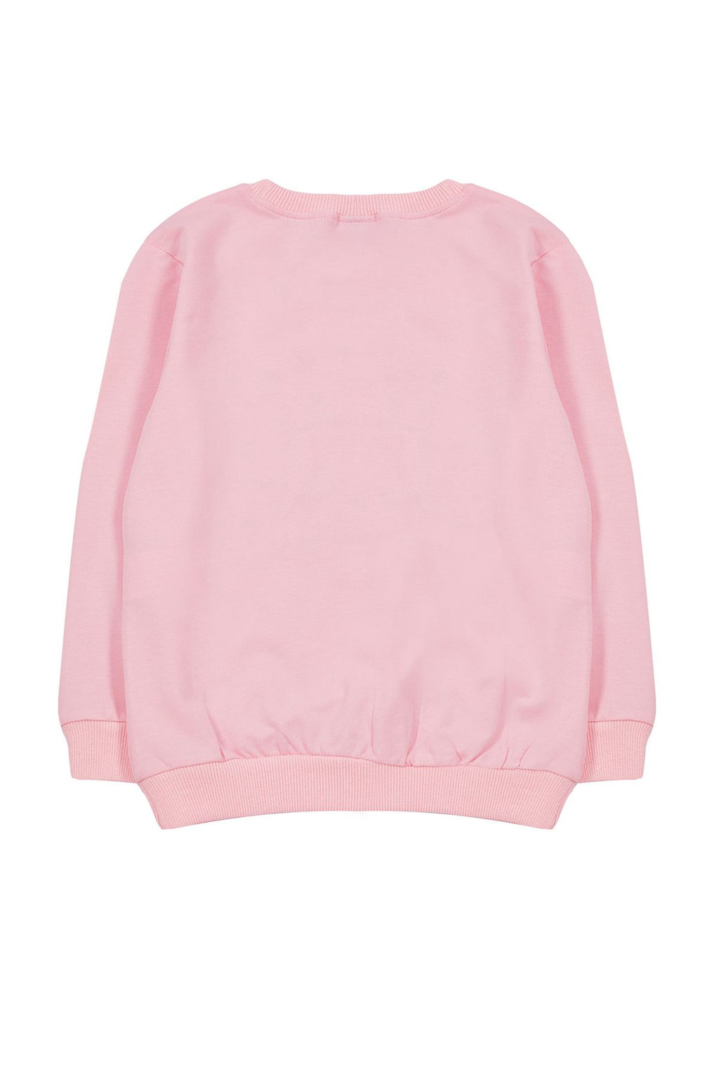 Pembe K?z Cocuk Mevsimlik-Ince Bask?l? Pamuklu Orme Sweatshirt TKDAW25SW00011