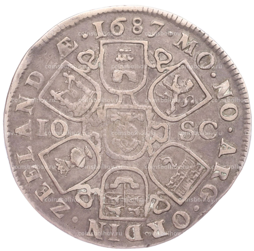 Монета 2 дальдера 1687 года Голландия  Провинция Зеландия