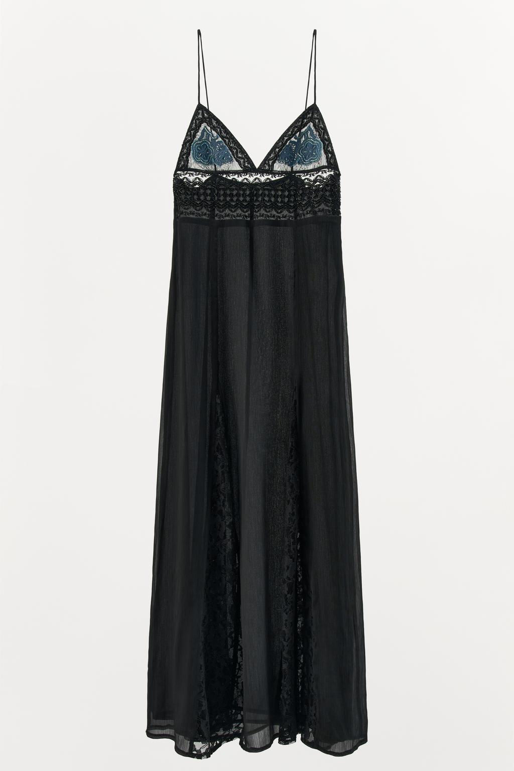 DRESS WITH CONTRAST EMBROIDERY AND BEADS - Zara фото 4