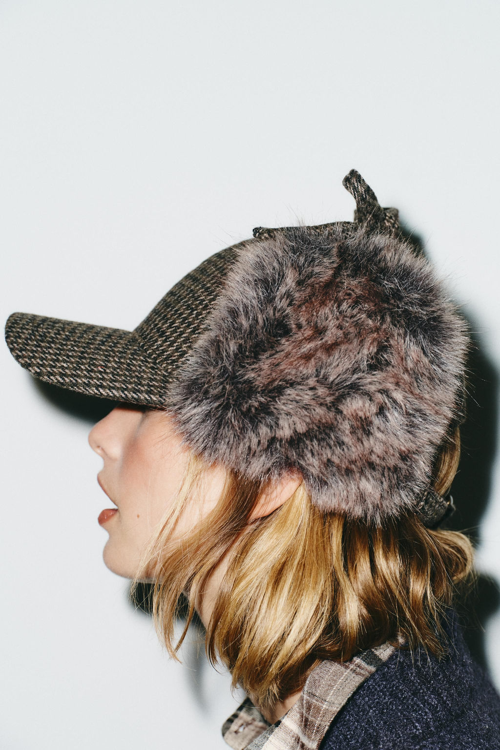 CHECK CAP WITH WOOL AND EAR MUFFS - Zara фото 2
