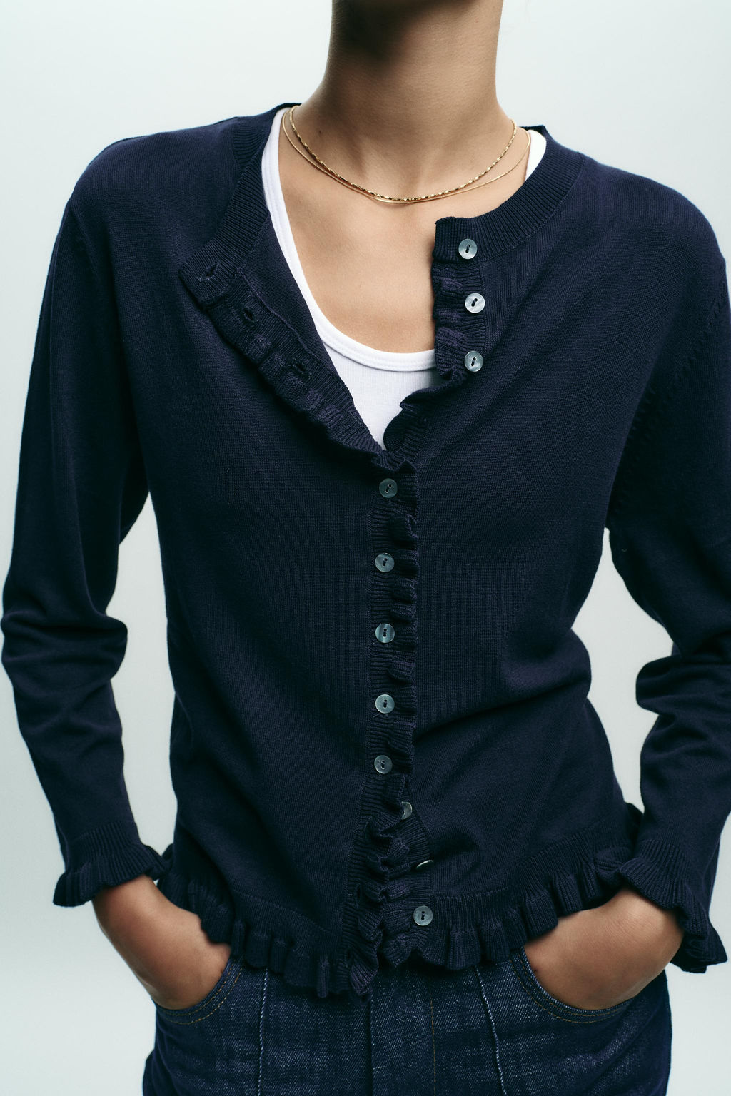 RUFFLE TRIM CARDIGAN - Zara фото 3