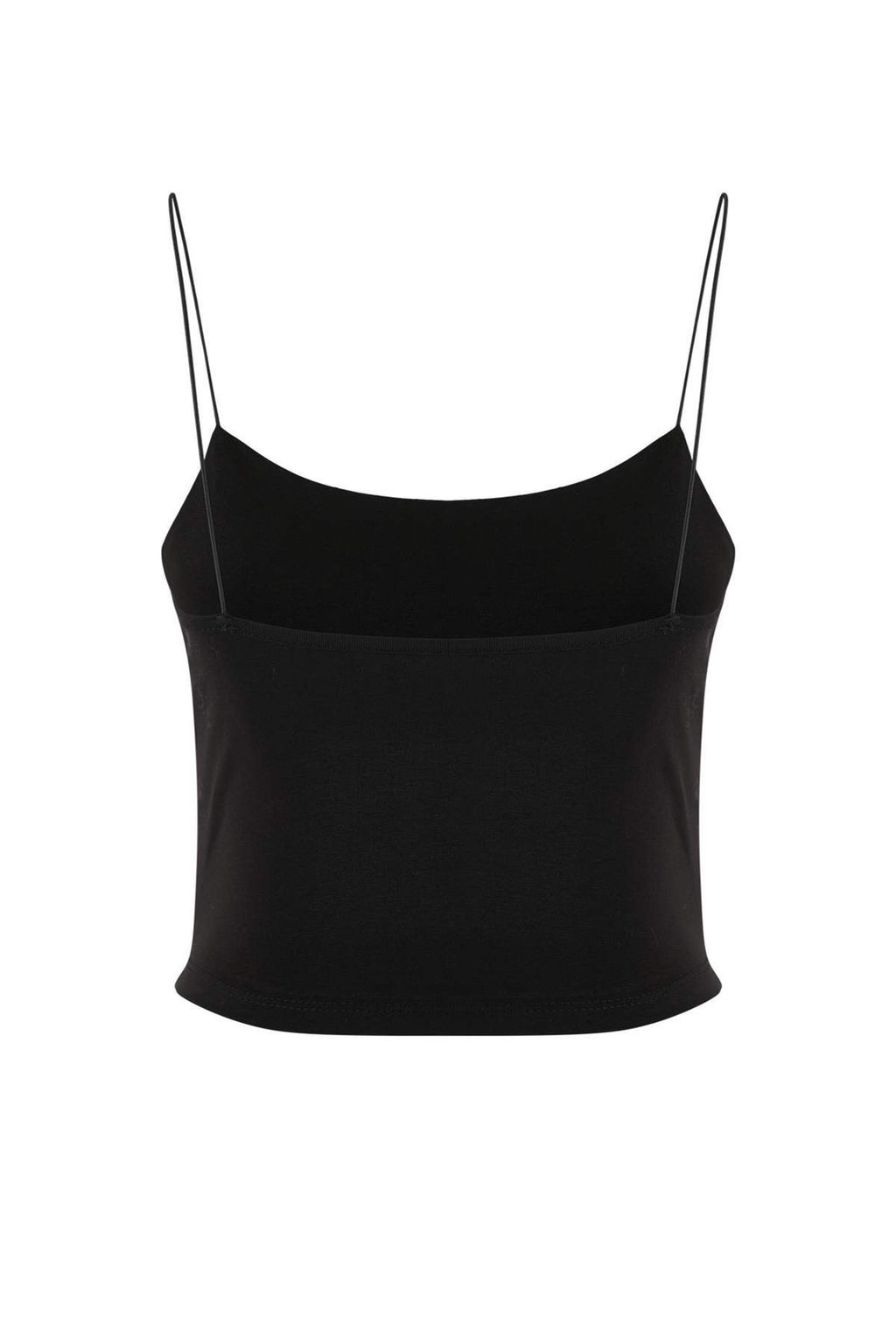 Siyah-Siyah 2li Paket Pamuklu Spagetti Ask?l? Crop Esnek Orme Atlet TWOSS21AL0196