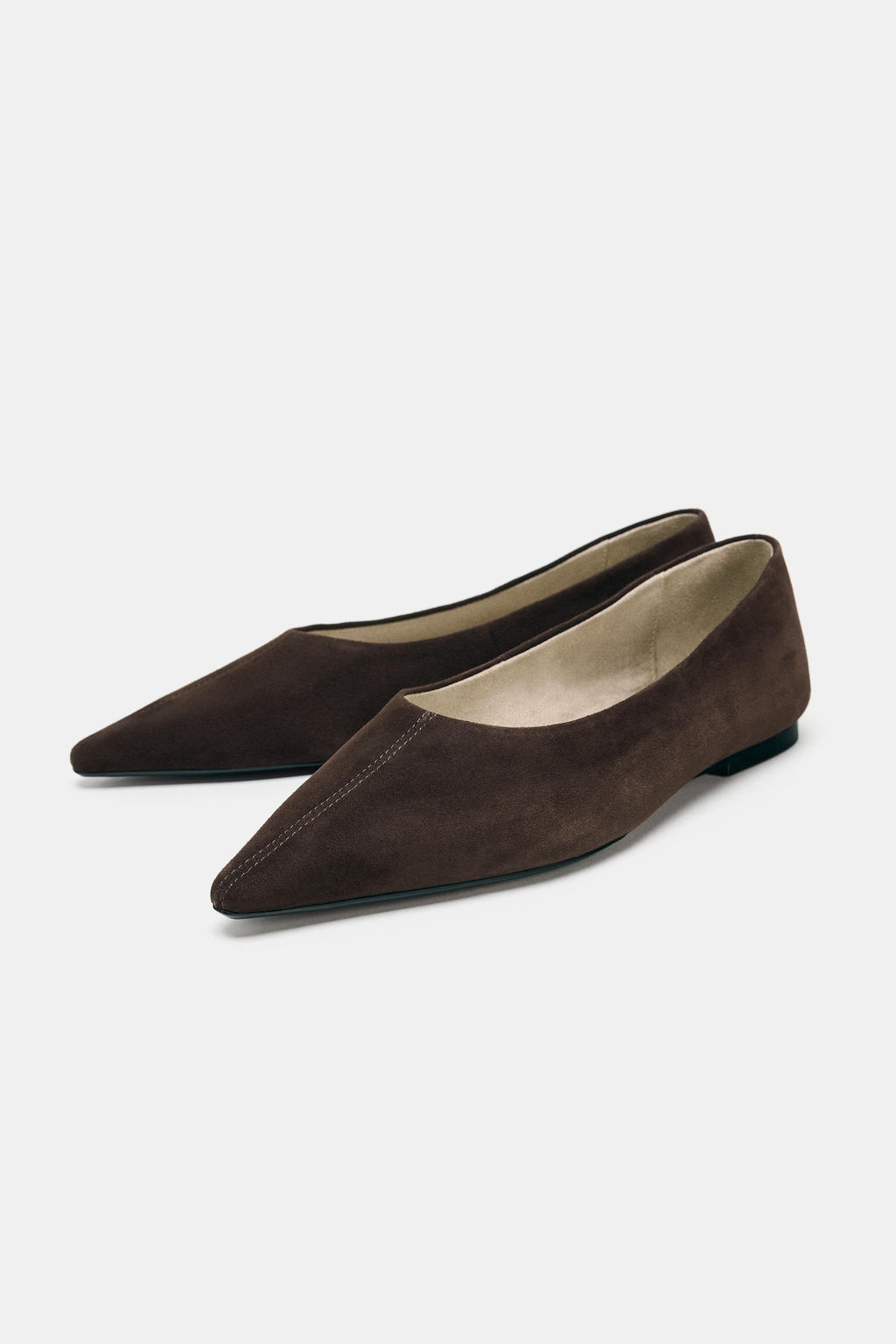 SUEDE POINTED BALLET FLATS - Zara фото 3
