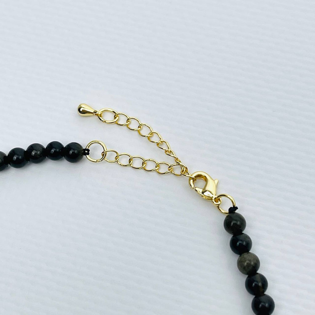 Бусы из золотистого Обсидиана с перламутром 42 см +