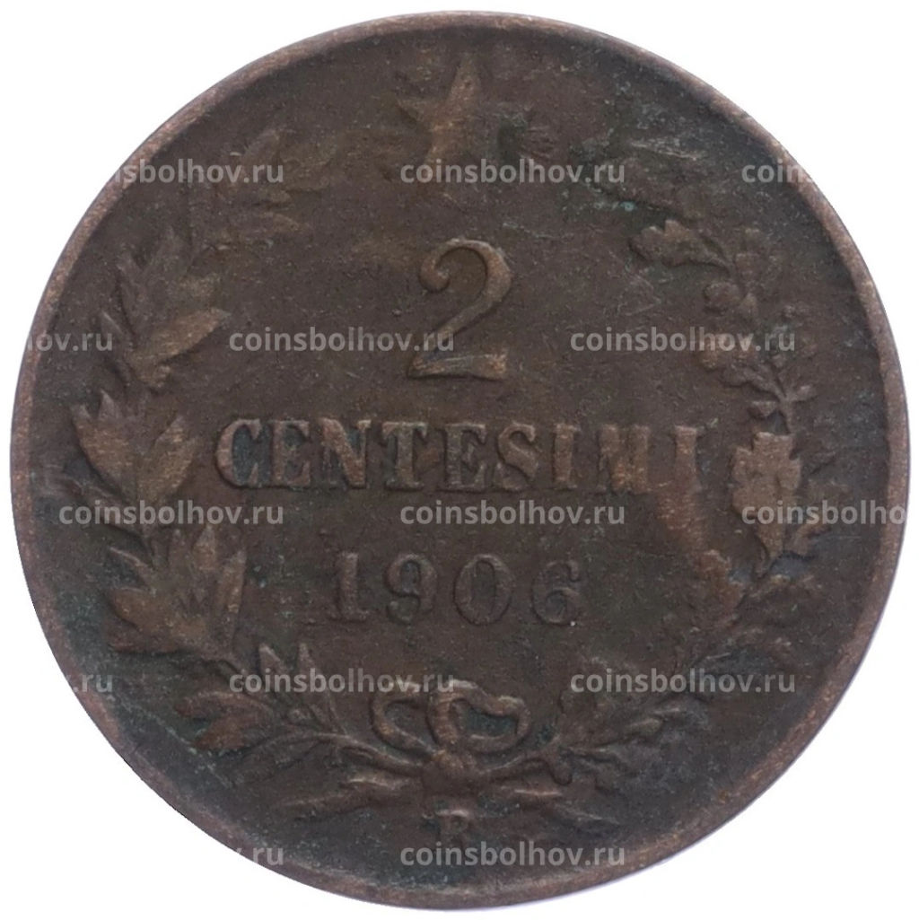 Монета 2 чентезимо 1906 года Италия