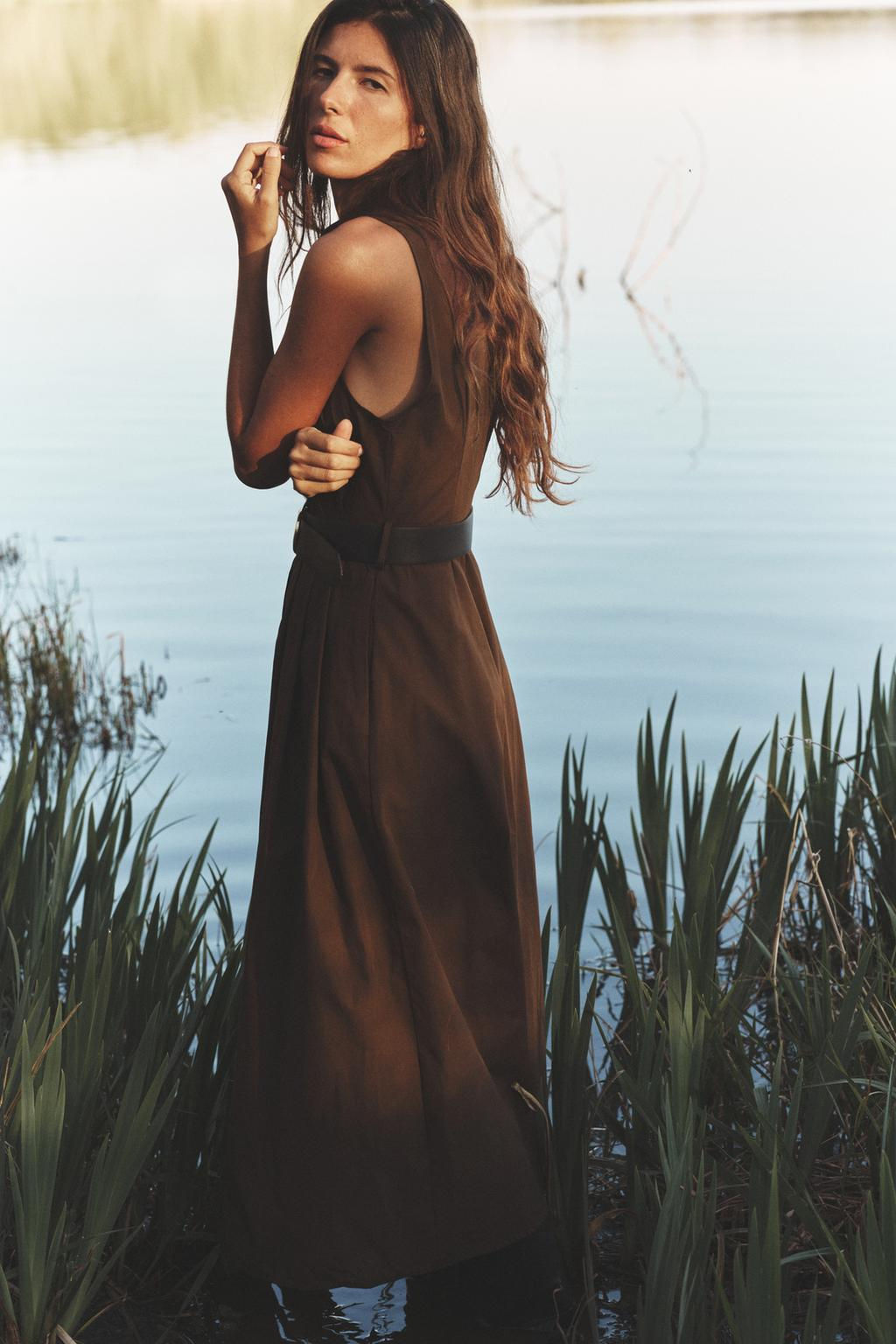 MIDI DRESS WITH BELT - Zara фото 5