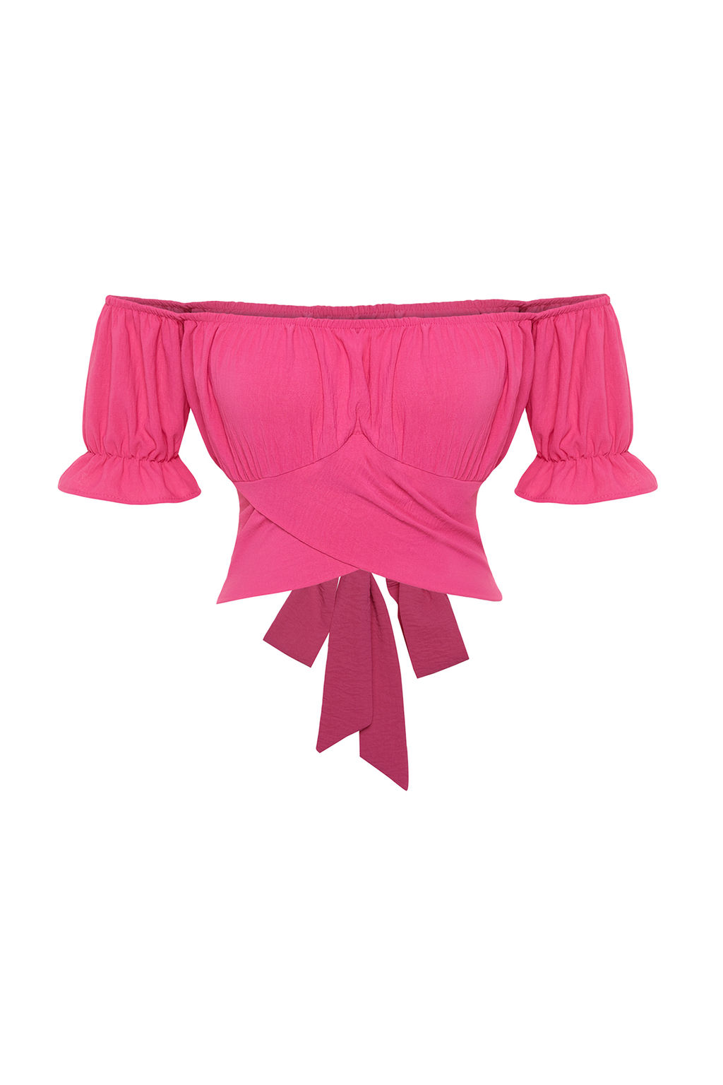 Pembe Baglama Detayl? Carmen Yaka Dokuma Bluz TWOSS21BZ0797