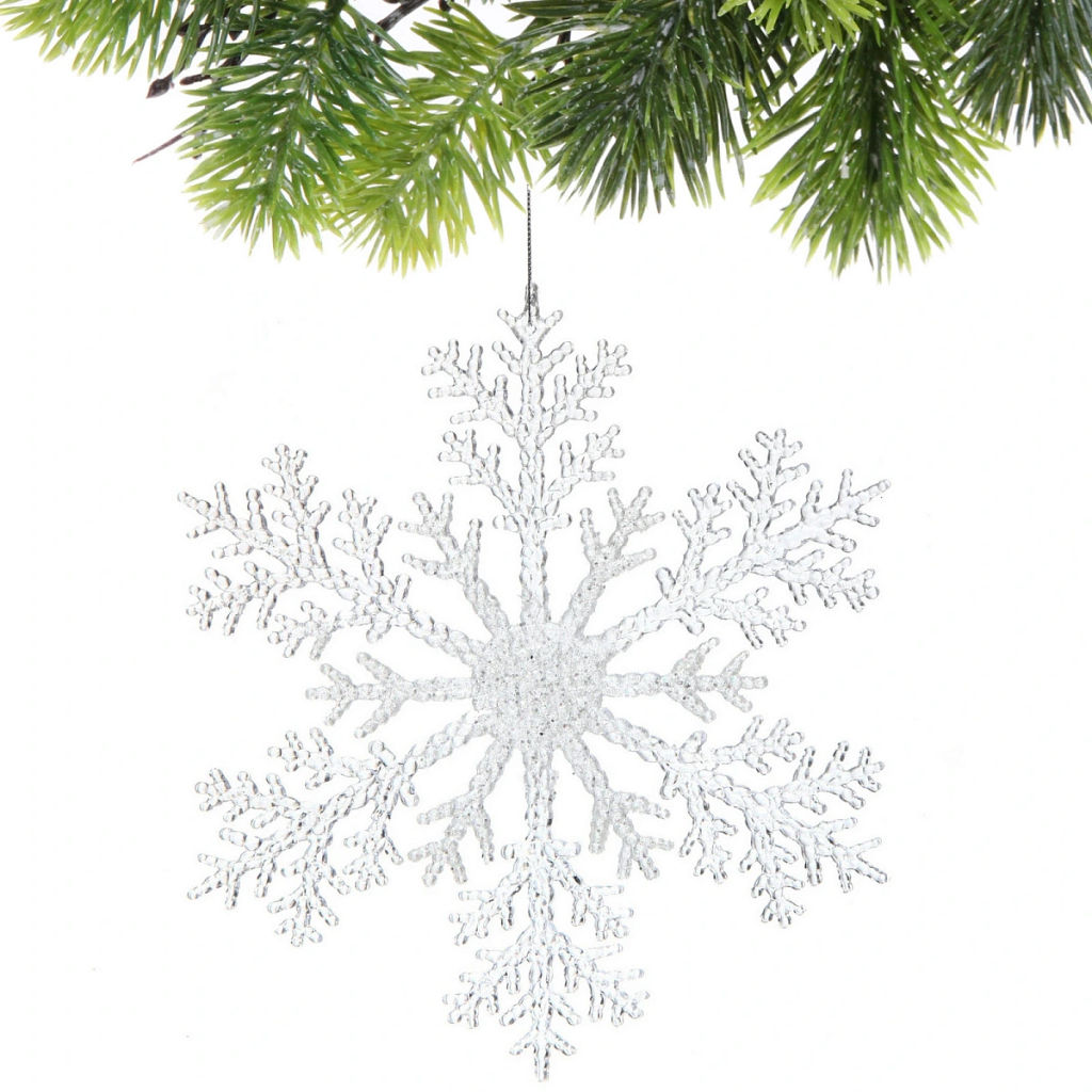 Цена за 2 шт. Подвеска новогодняя "Сияющая снежинка" 26 см, Белый
