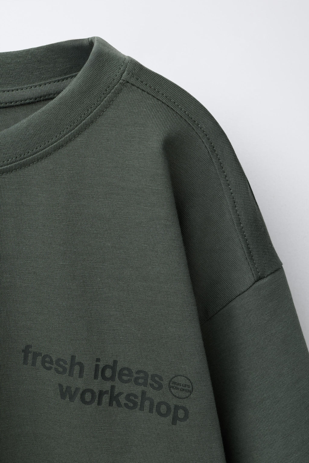 CAMISETA DOBLE MANGA TEXTO / Khaki - Zara фото 6