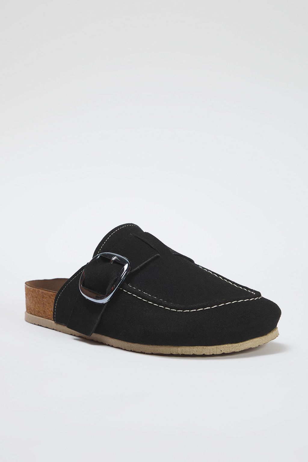 Trendyol Shoes Bej Kemer Tokal? Kare Burun Duz Kad?n Sabo Terlik TAKSS25TE00000 - Trendyolmilla фото 4