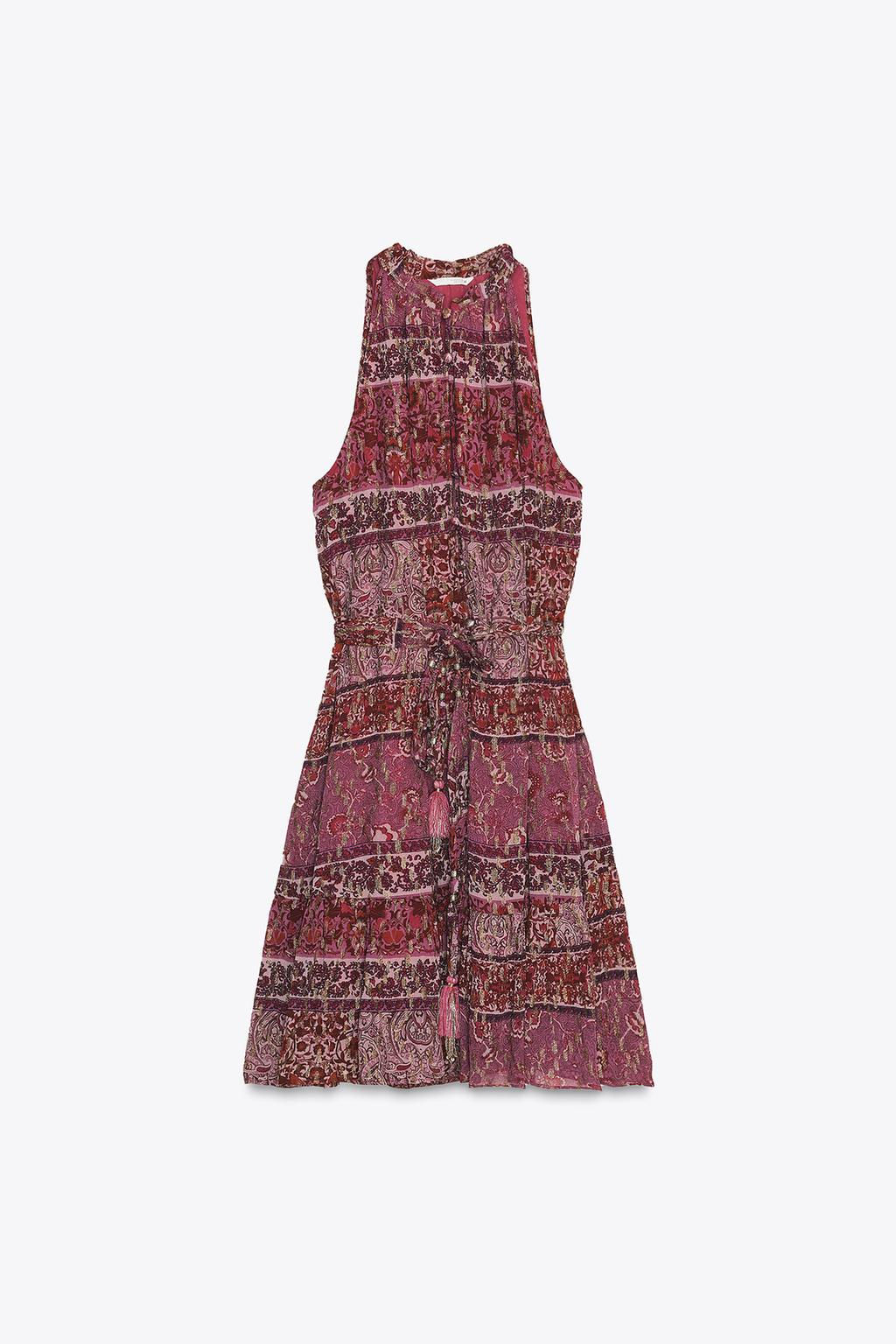 PATCHWORK PRINT MINI DRESS WITH BELT - Zara фото 6