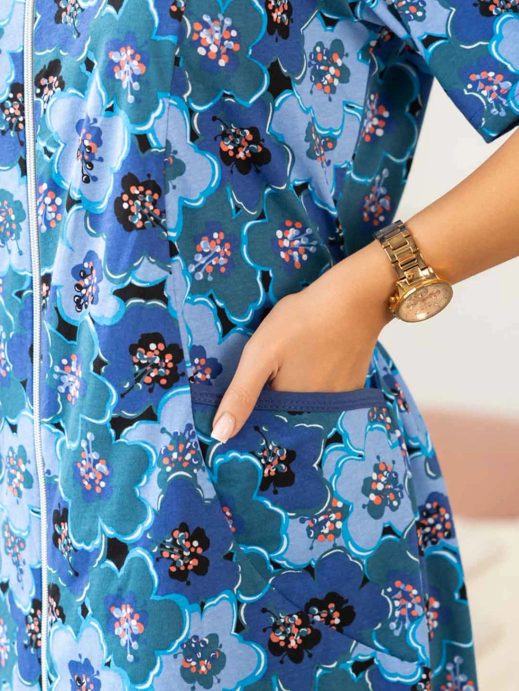 Халат женский, цвет синий голубой