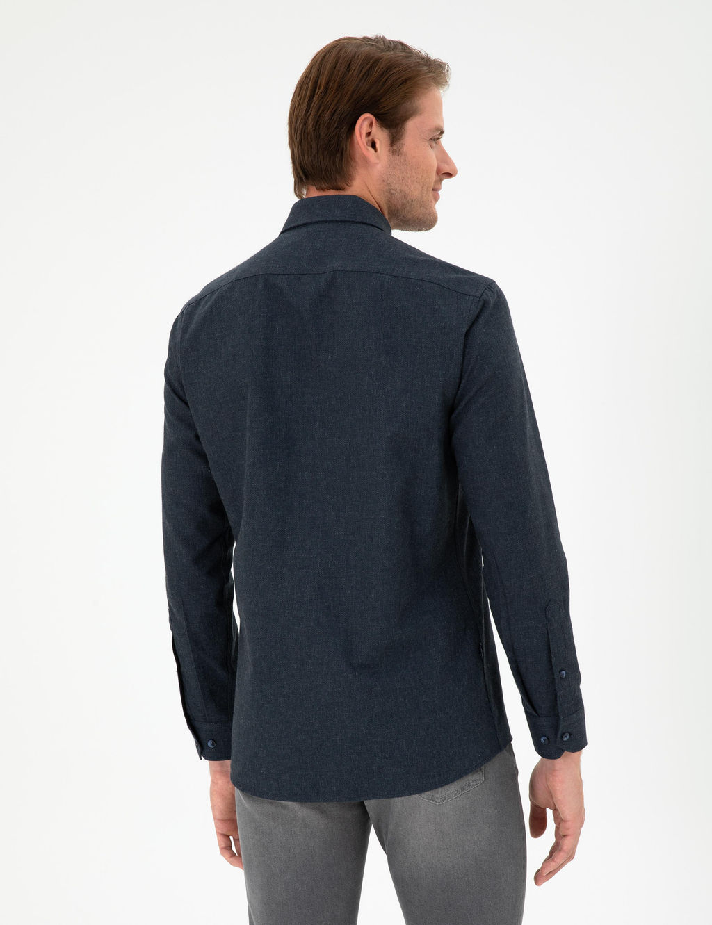 Lacivert Slim Fit Uzun Kollu G_mlek - Pierre cardin фото 5