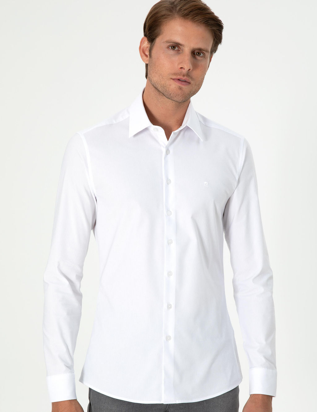 Рубашка Slim Fit белая с длинным рукавом