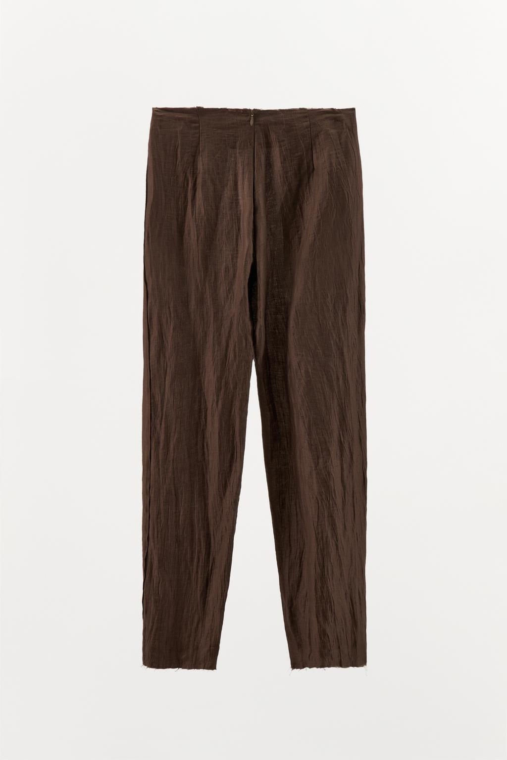 LINEN BLEND WRINKLED-EFFECT TROUSERS - Zara фото 5