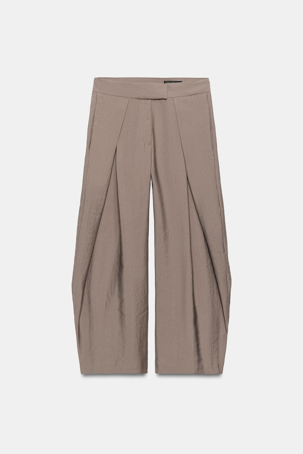 PANTAL?N WIDE LEG PLIEGUES ZW COLLECTION / Marr?n / Topo