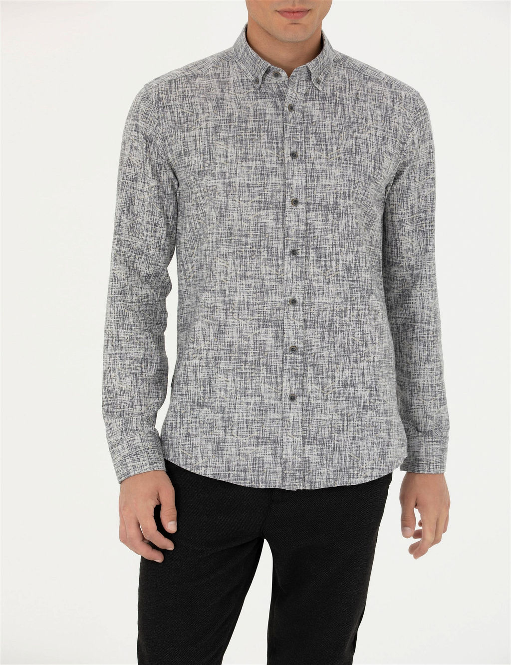 Gri Slim Fit Uzun Kollu G_mlek - Pierre cardin фото 6