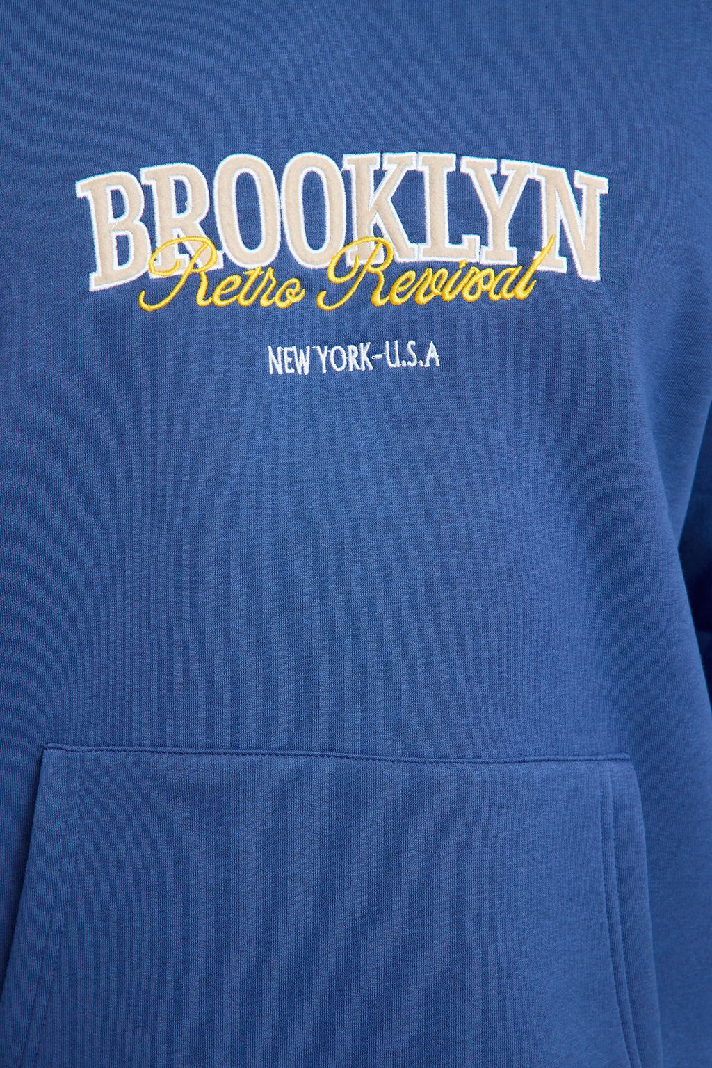 Indigo Unisex Oversize/Genis Kesim City Bask?l? Ici Polarl? Kapusonlu Sweatshirt TMNAW25SW00058 - Trendyolmilla фото 4