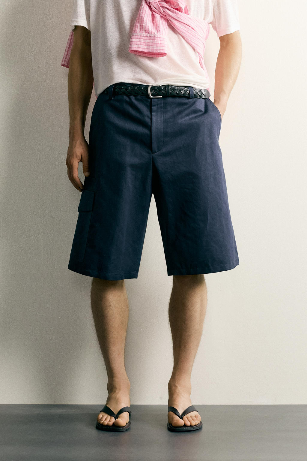BERMUDA CARGO RELAXED FIT ALGOD?N - LINO / Azul / Marino - Zara фото 2