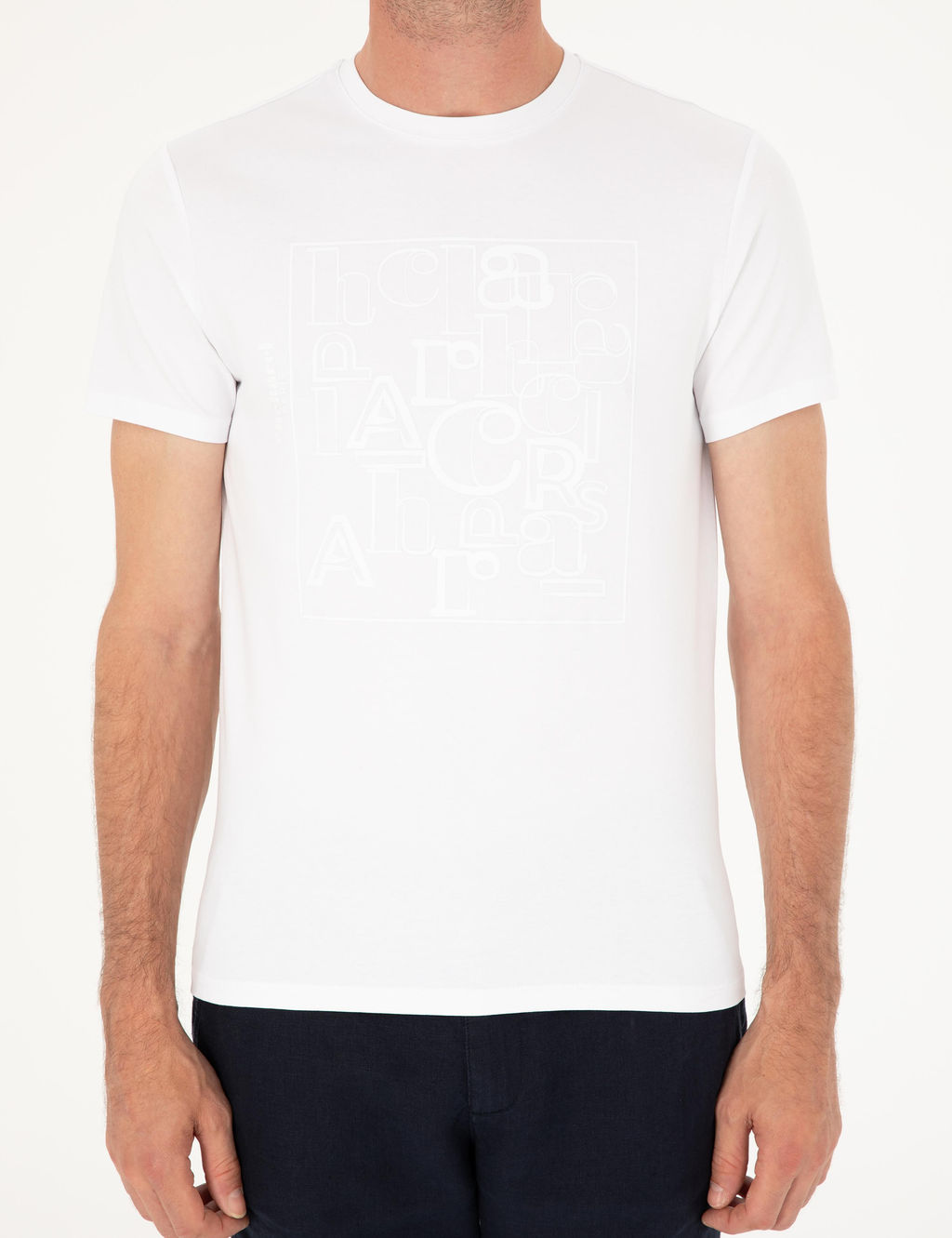 Beyaz Slim Fit Bisiklet Yaka T-shirt