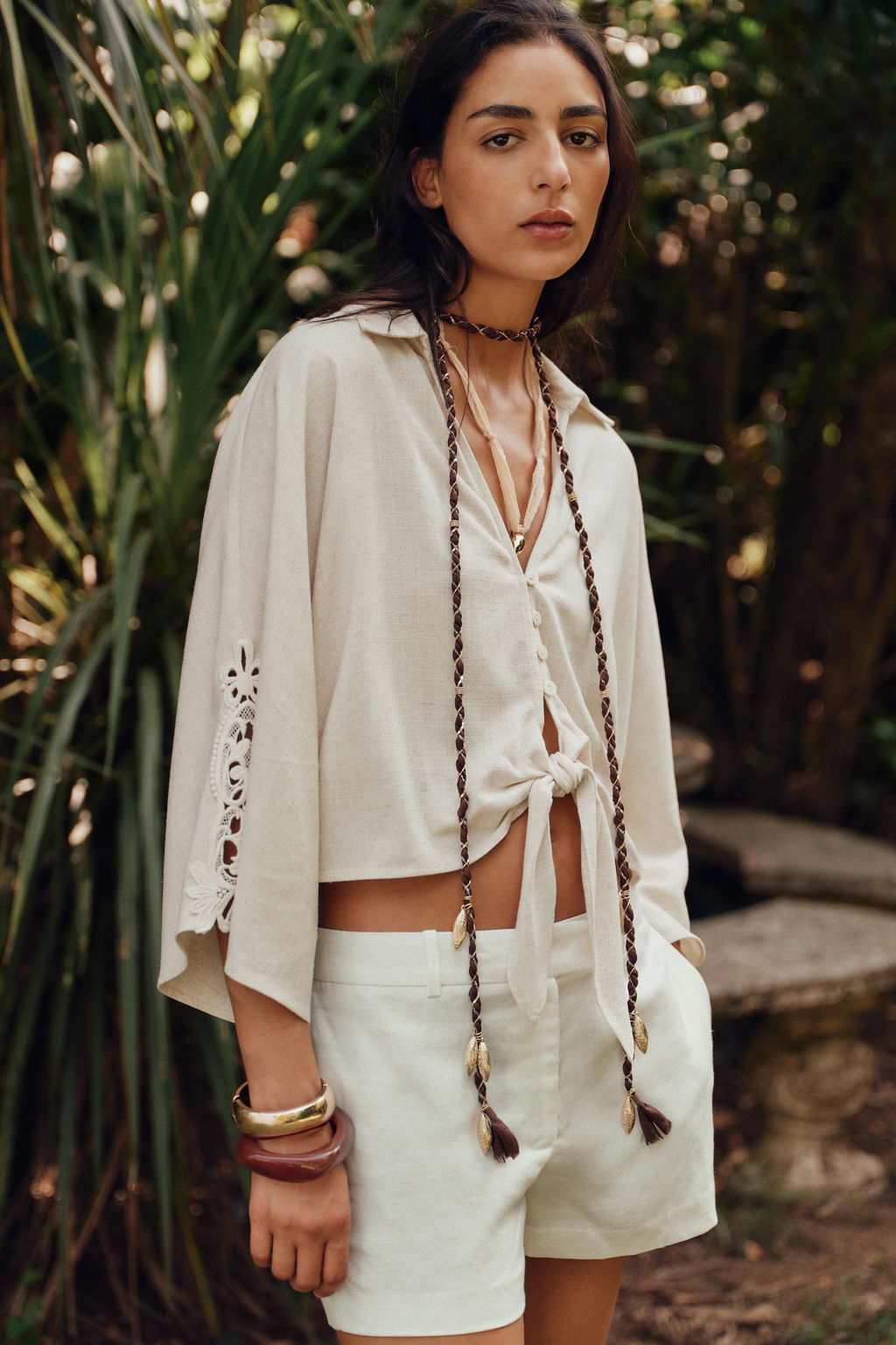 CROCHET TRIM KNOT SHIRT - Zara фото 10