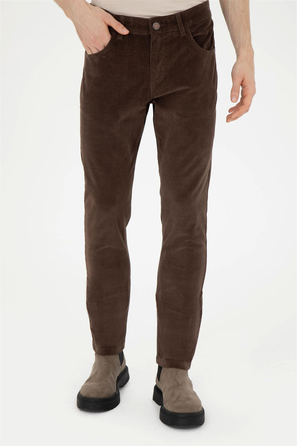 Мужские коричневые брюки из плотной ткани - U.s. polo assn фото 2