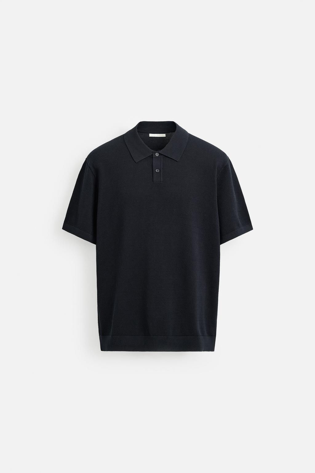 TEXTURED PIQUE KNIT POLO SHIRT - Zara фото 7