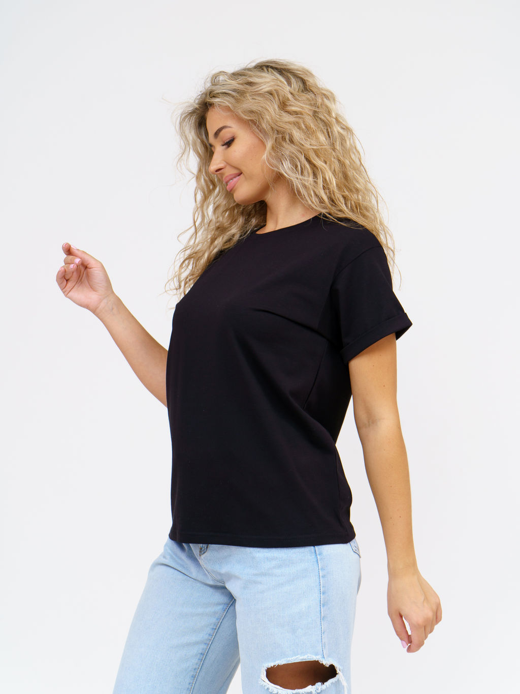 Футболка Хлопок 95%, лайкра 5% Классика аква - Ивассорти фото 75