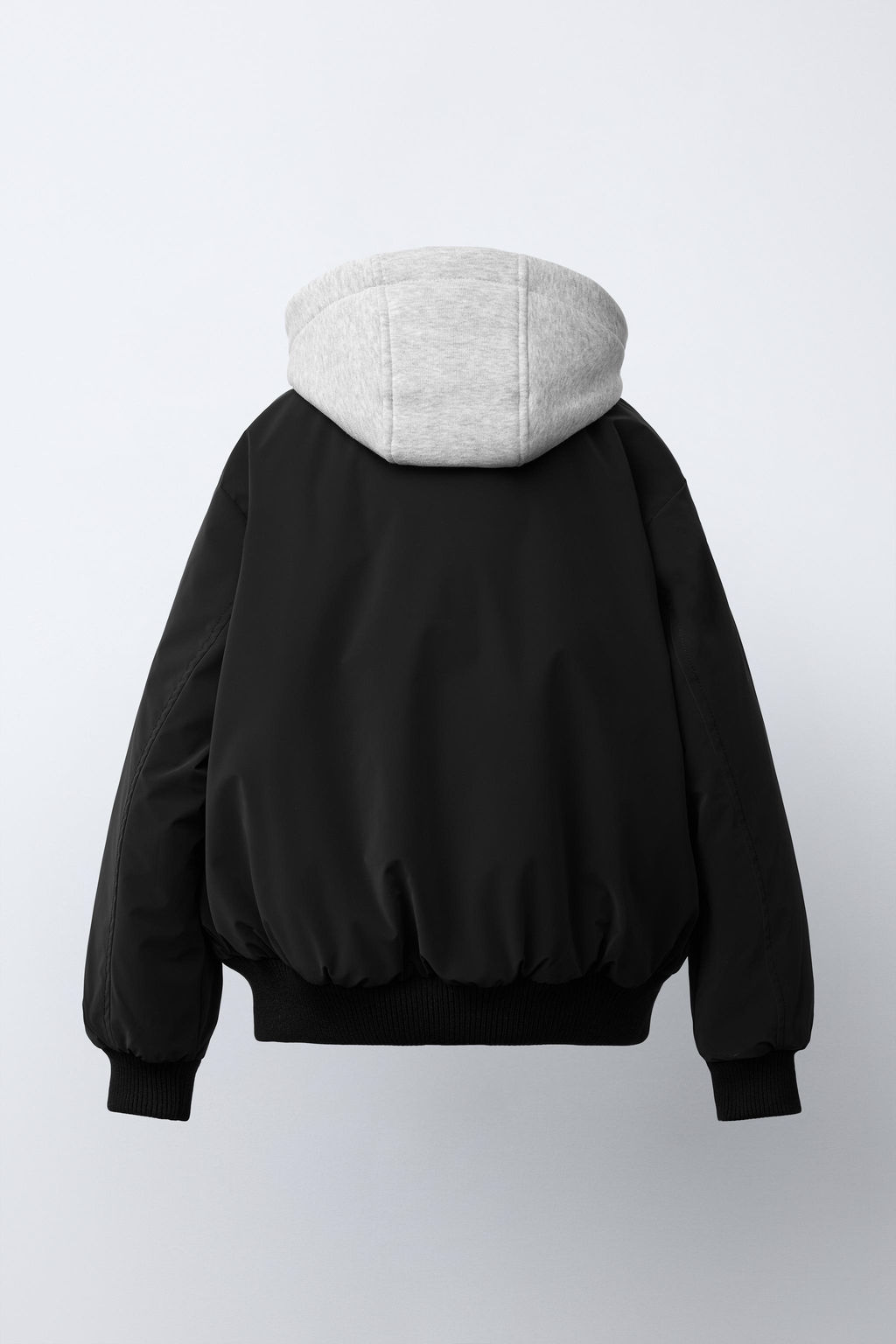 CAZADORA BOMBER ENGOMADA CAPUCHA FELPA DESMONTABLE / Negro - Zara фото 5