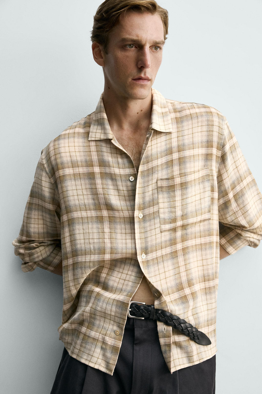 CAMISA RELAXED FIT CUADROS / Arena - Zara фото 6